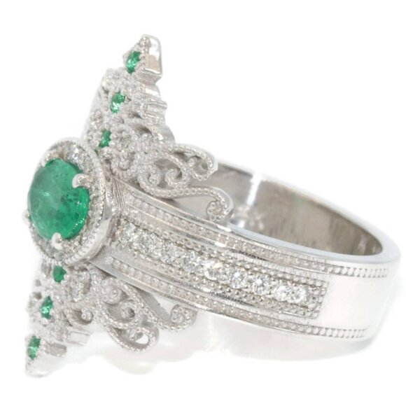 Vintage Emerald Green Oval Zircon Anillo Luxury Silver Ring for Women, VIP401 - Picture 5 of 8